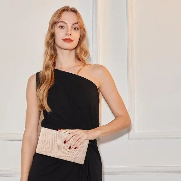 Clutch Purses for Women Pleated Evening Handbag with Chain Prom, Cocktail,  and W